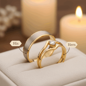 couple ring set – his & hers gold finish